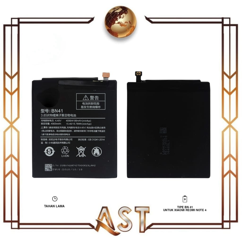 Baterai Xiaomi BN41 Redmi Note 4 / Bat BN41 Batre Redmi Note4