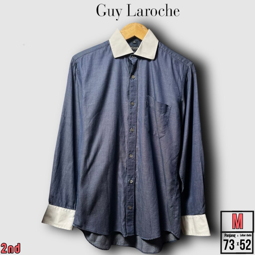 KEMEJA POLOS MOTIF PRIA GUY LAROCHE SIZE M