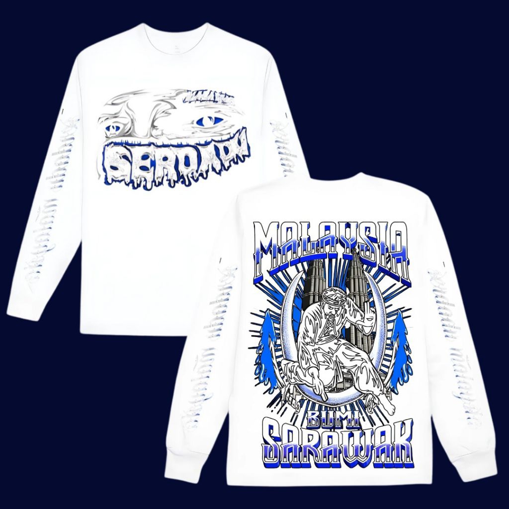 Kaos lengan panjang serdadu Malaysia Bumi Sarawak - Warna Putih original