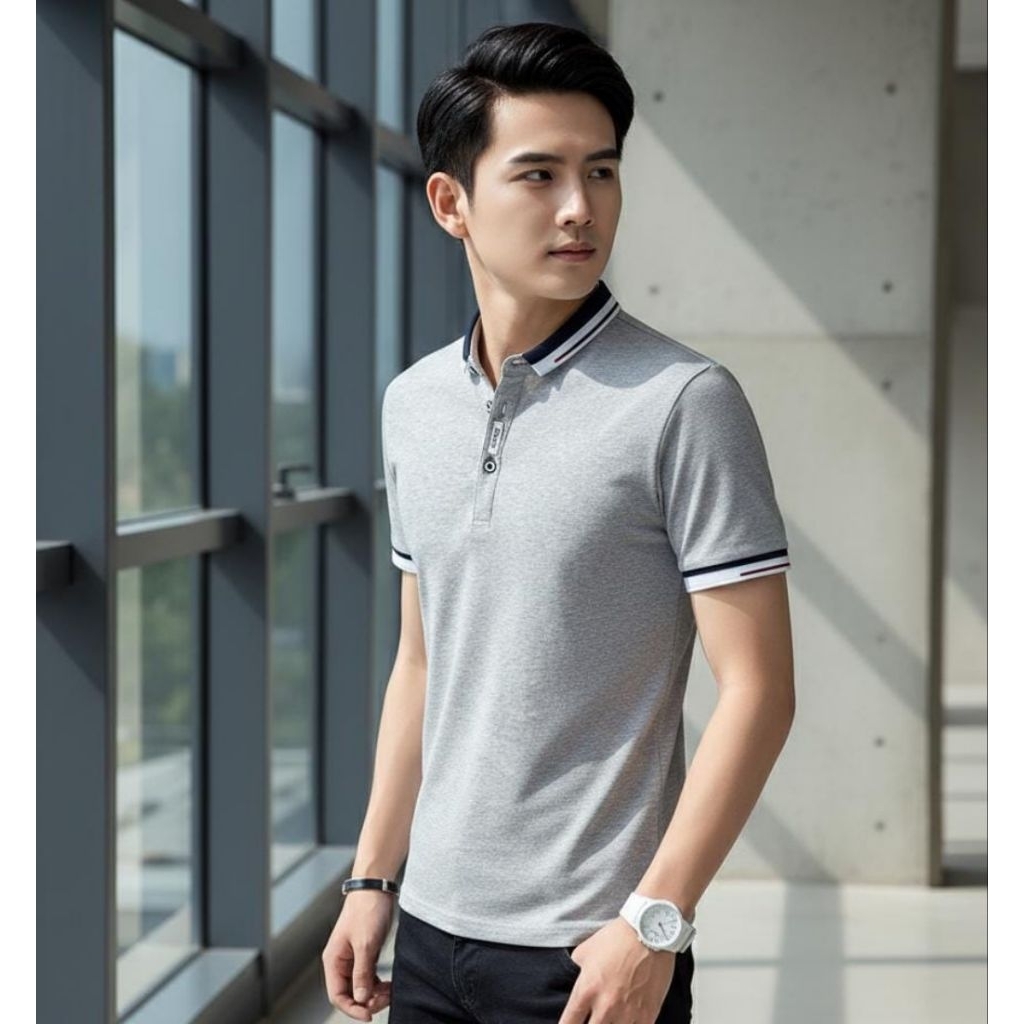 KAOS KERAH DISTRO PRIA KEREN KOMBINASI MANGSET