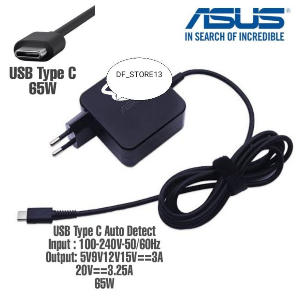 Adaptor Charger Laptop Asus Vivobook 13 SLATE OLED T3300K T3300KA 65W Type C