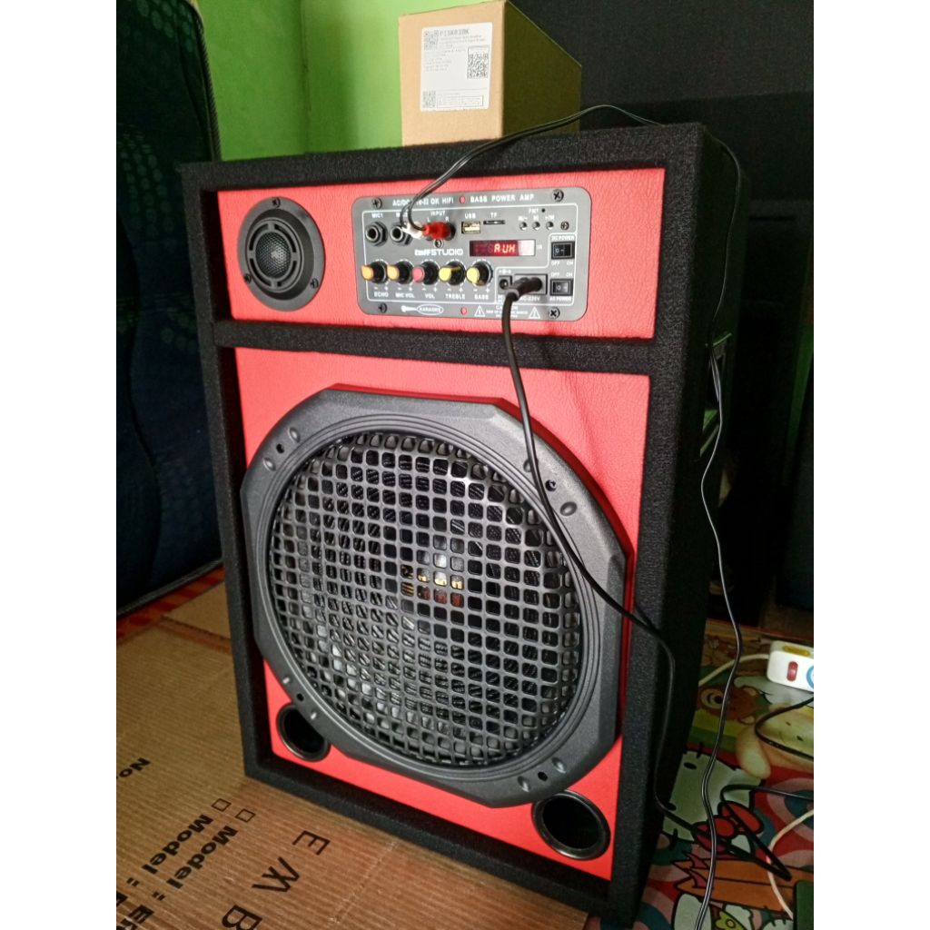 speaker aktif 12 in kotak merah premium classic fitur bluetooth radio karoke suara mantap