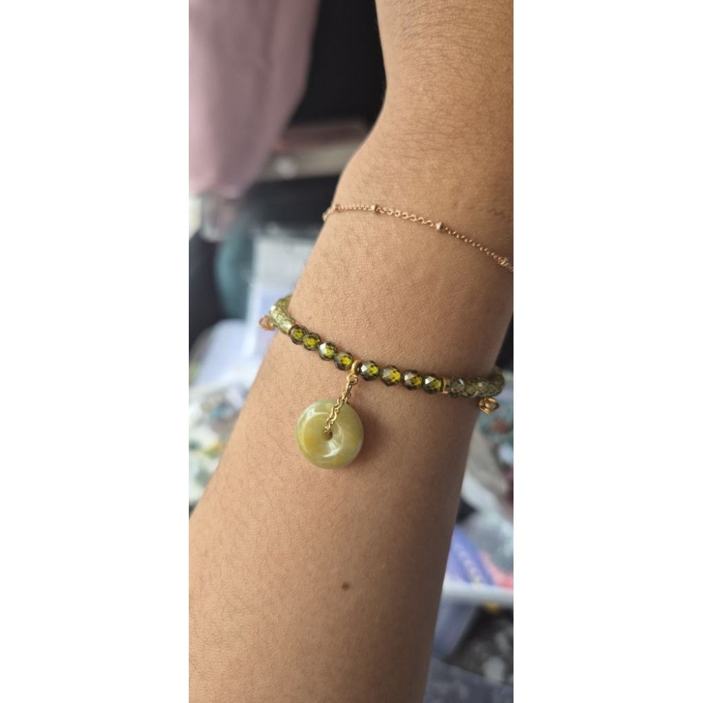 Gelang Crystal + Donat Giok (Burma Jade)