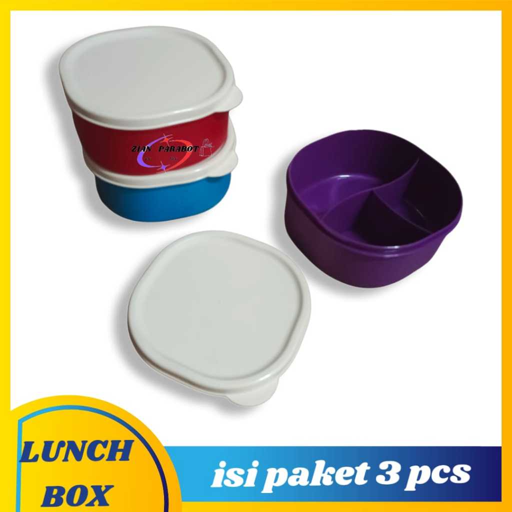 [ isi 3 pcs ] Tempat makan / Lunch box Clio 2090 / Misting 3 Sekat Kecil Plastik