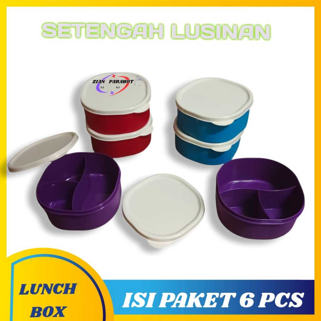 [ isi 6 pcs ] Tempat makan / Lunch box Clio 2090 / Misting 3 Sekat Kecil Plastik