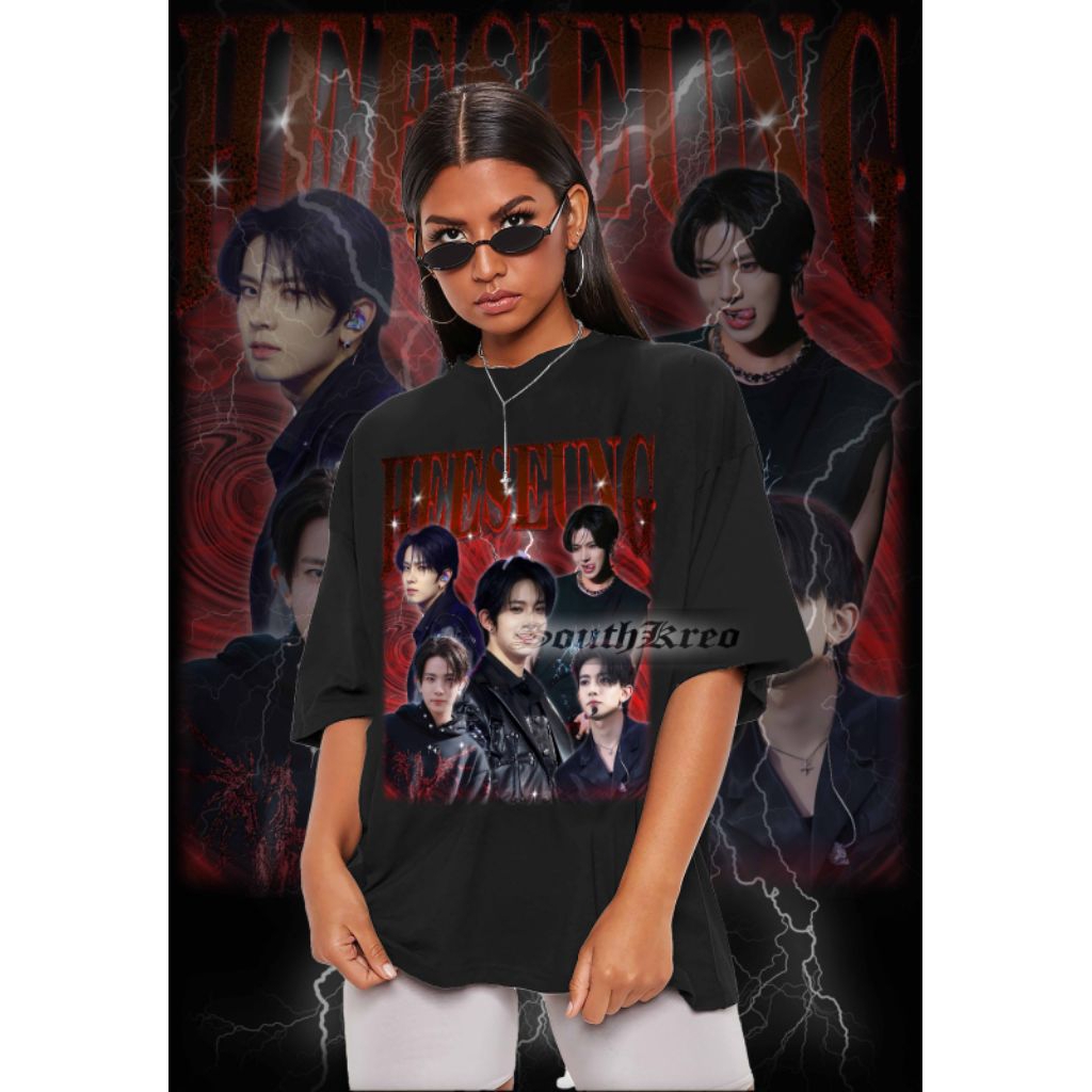 T-Shirt HEESEUNG ENHYPEN Vintage Premium Unisex Shirt | Kaos Bootleg Graphic Tee | Custom Rap Tee