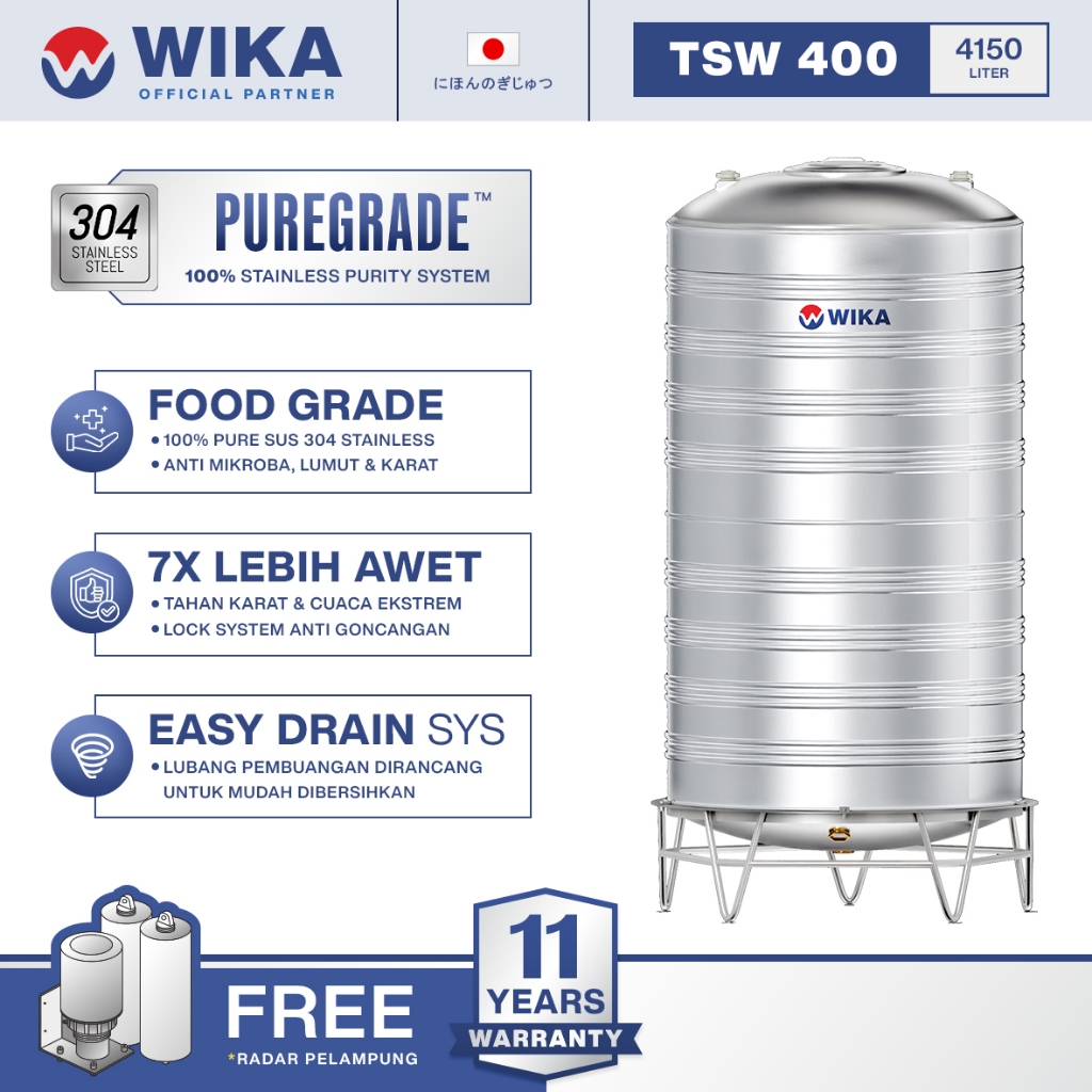 Tangki Air Stainless Wika 4150 Liter / Water Tank / Toren Air / Tandon Air