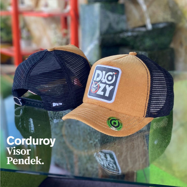 Topi Pria Dewasa DLOOZY Truker Hat Jaring Corduroy Distro Original Mocca Hitam DLZTC-CCH