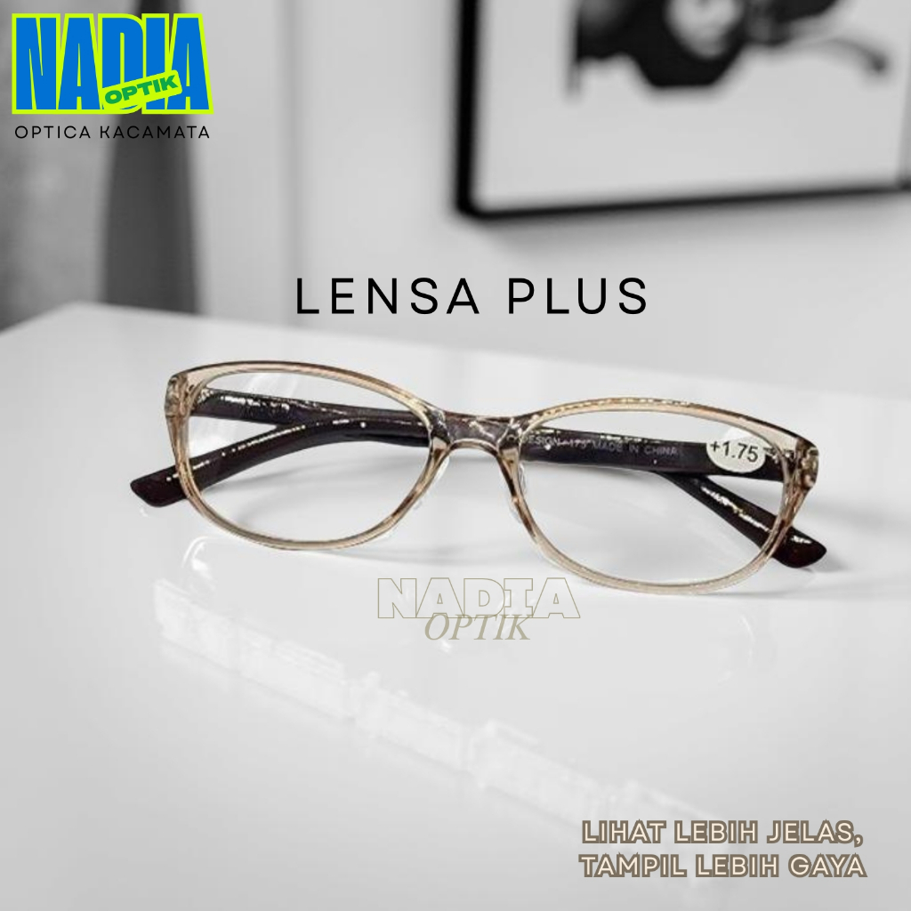 KACAMATA PLUS KACA MATA BACA FRAME CAT EYE LENSA SUPER FOKUS UNTUK WANITA