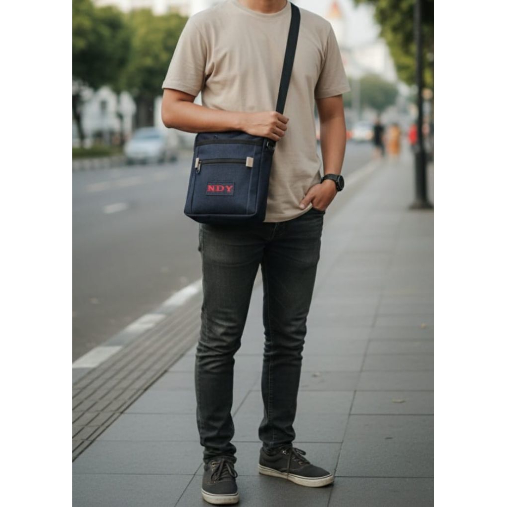 Tas Selempang Pria / Tas Bahu Pria Bahan Jeans Tebak Premium Terlaris Model Terbaru