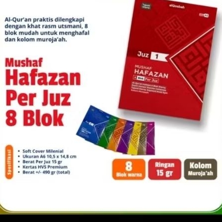 Al Quran Hafalan Mushaf Per Juz a6 / Mushaf Hafalan Per Juz Bungkus Mika Ukuran A6 / Mushaf Kecil