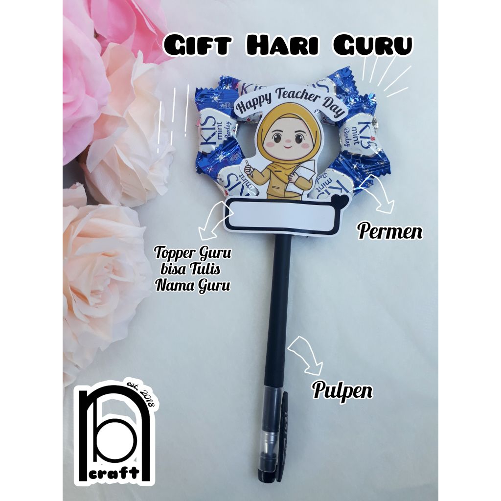 gift hari guru pulpen mix permen love | kado unik hari guru