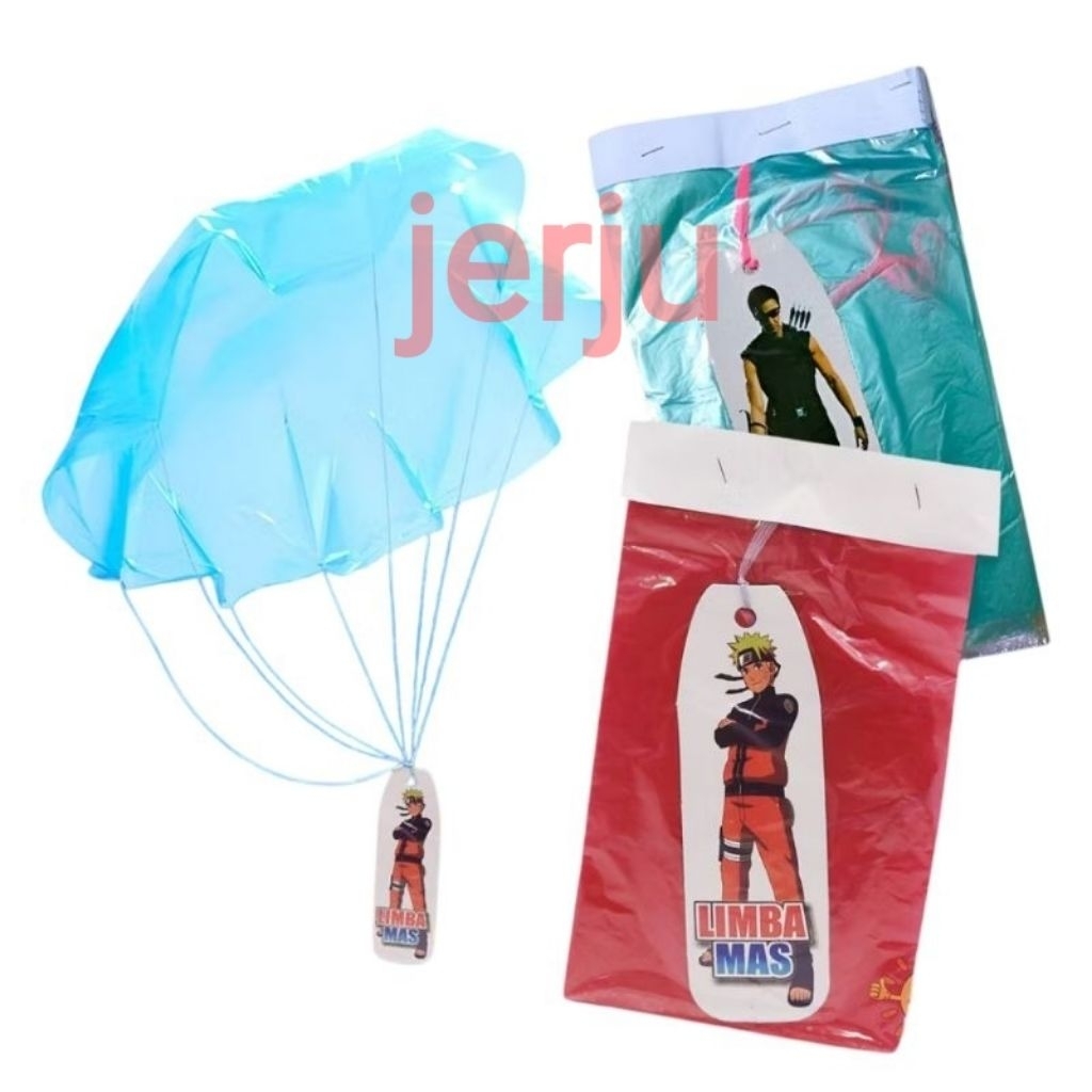 PARASUT TERJUN PAYUNG PLASTIK JUMBO MAINAN JADUL PLASTIK PARASUT TERBANG ISI 10 PCS