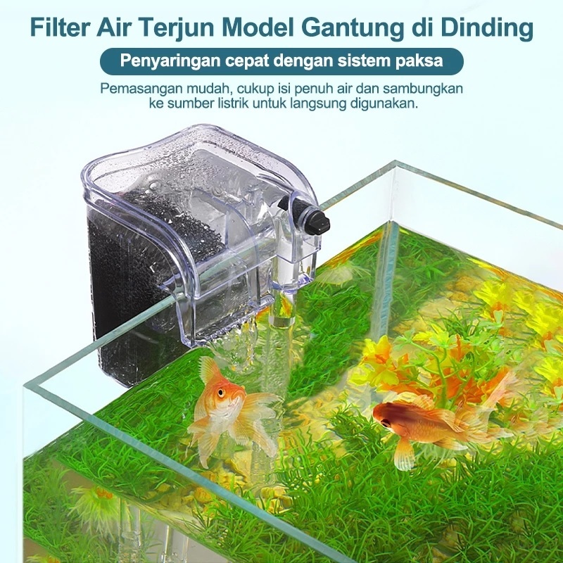 Filter Gantung Aquarium Aquascape Pompa Air Mini Filter Eksternal Air Terjun untuk Akuarium Ikan