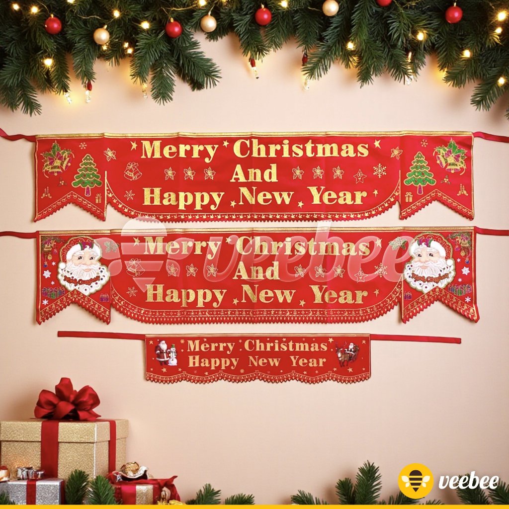 Banner Bludru Merry Christmas Tulisan Merry Christmas Tulisan Bludru Kain