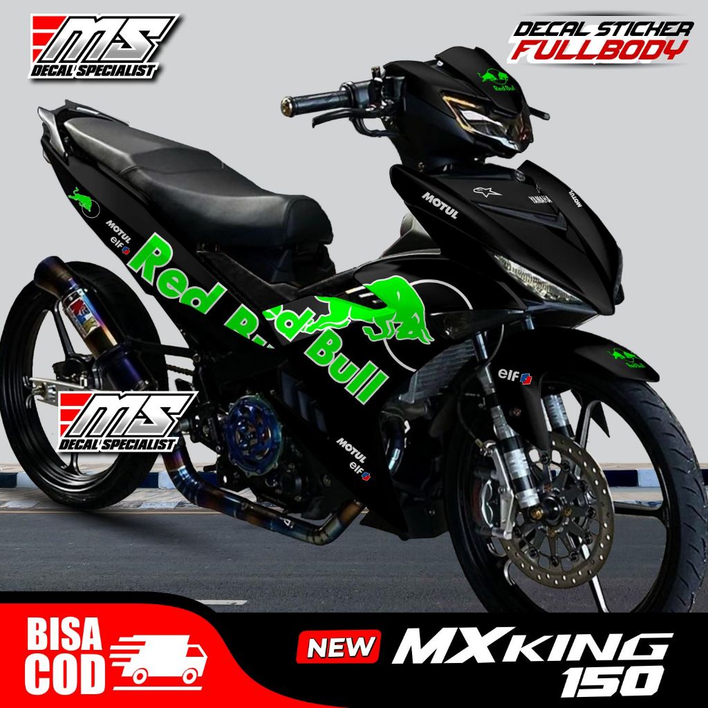 Decal Stiker full body Yamaha MX King 150 new variasi Hitam Red bull