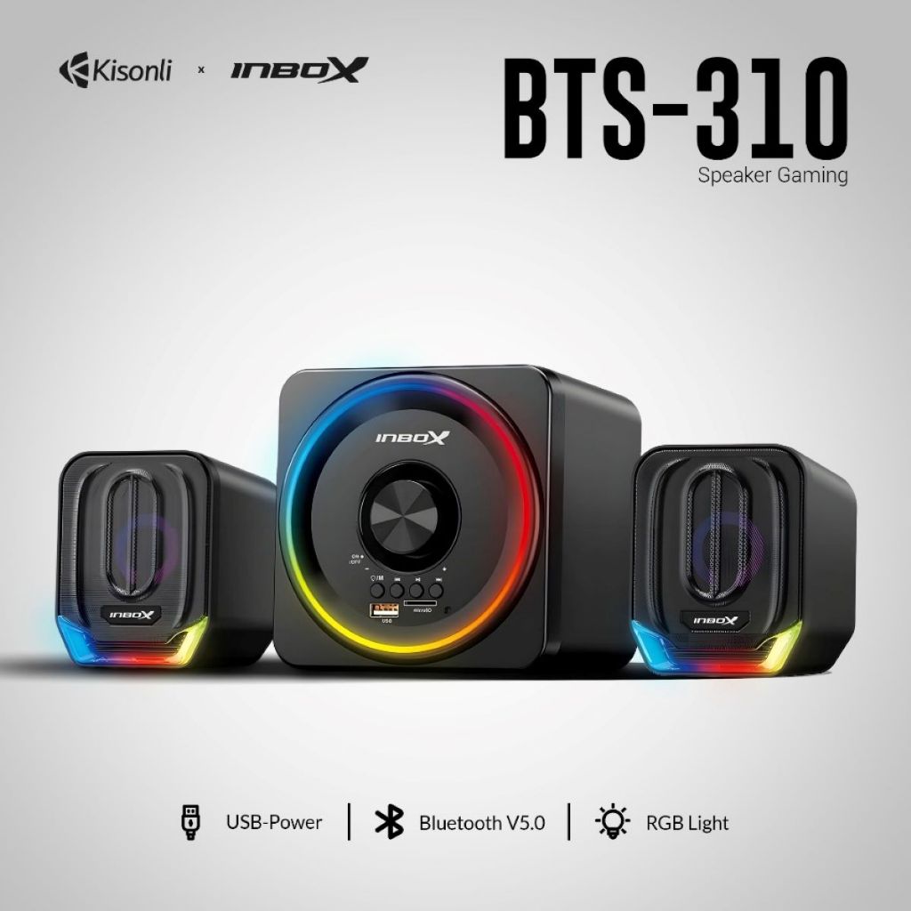 Speaker INBOX BTS310 Subwoofer 2.1 Bluetooth Usb tf Card Fm Radio for Komputer Laptop