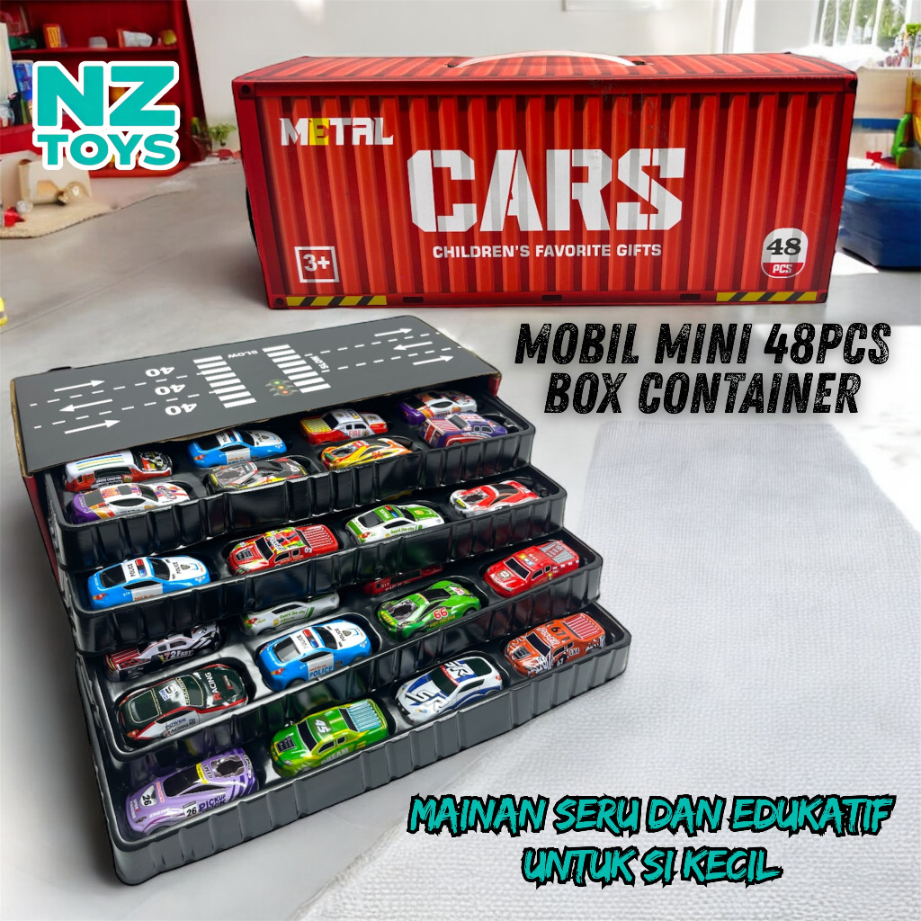 Mobil Mini Container Box 48PCS Mainan Mobilan Mini Anak Pullback Mix Colorfull Racing Car Besi Bentu