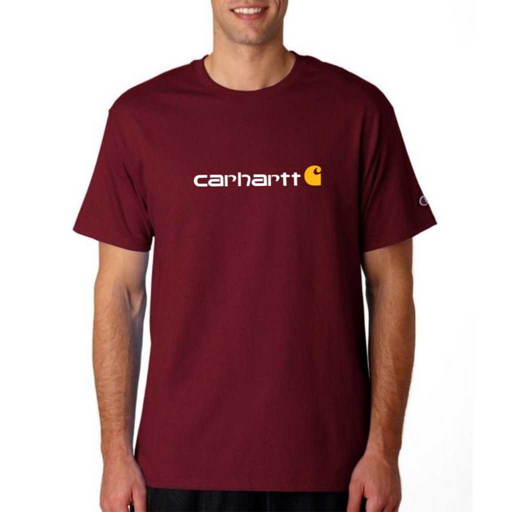 Carhartt Graphic Logo Tshirt Lengan Pendek Terbaru / Kaos Maroon Full Tag Pria Casual