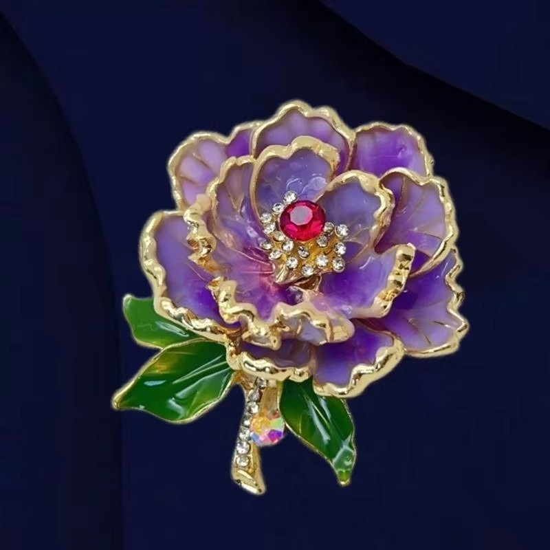 Bros Bunga Peony Wanita Aksesoris Pin Baju Hijab Brooch Klasik Gaya Cina Untuk Serbaguna Praktis