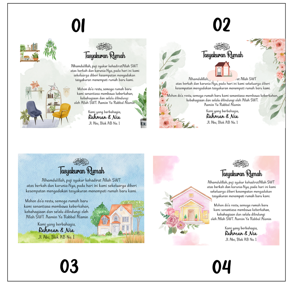 stiker syukuran rumah baru / kartu tasyakuran rumah baru / pindah rumah baru