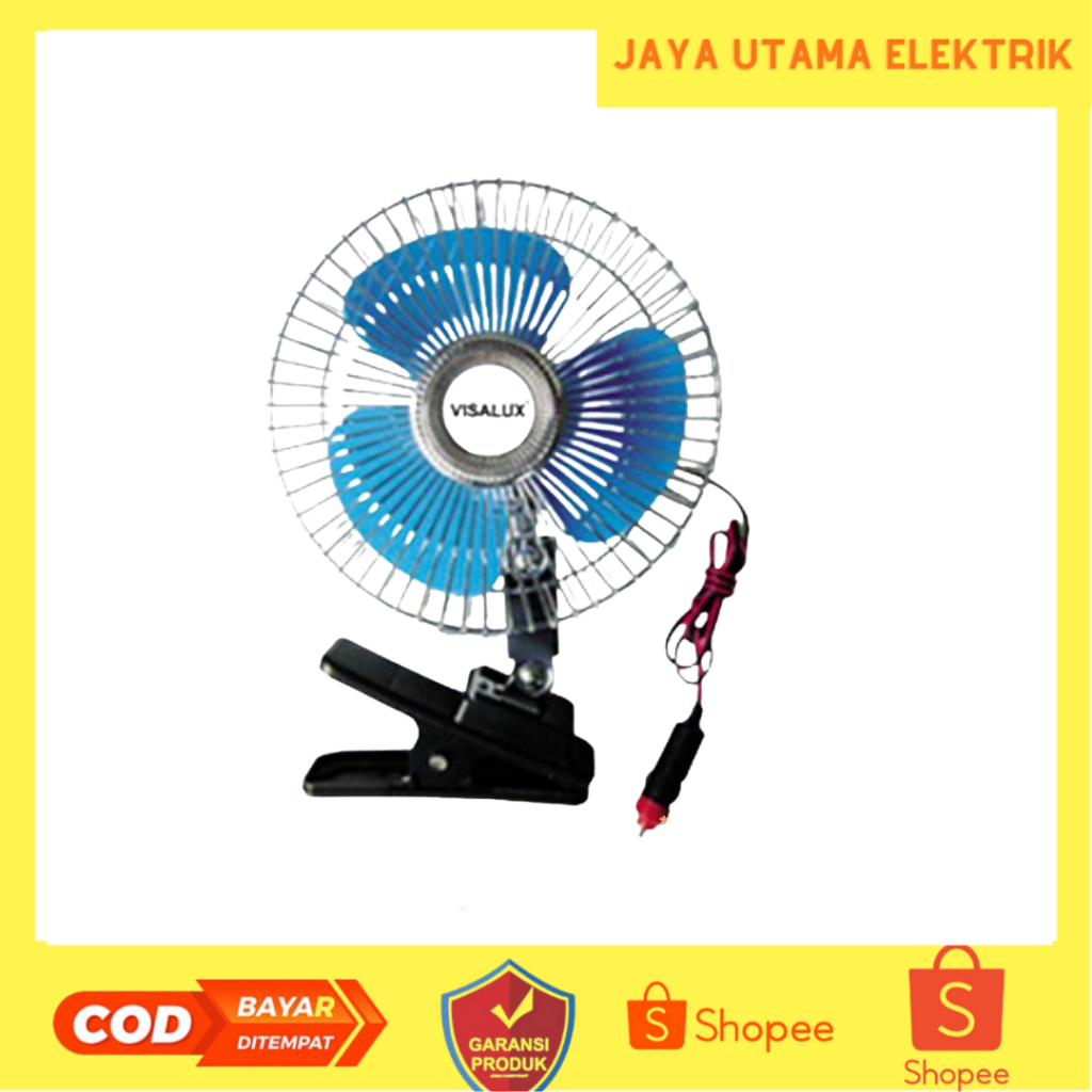 KIPAS ANGIN MOBIL 6 INCH VISALUX KIPAS ANGIN DC 12 VOLT KIPAS JEPIT 6inc