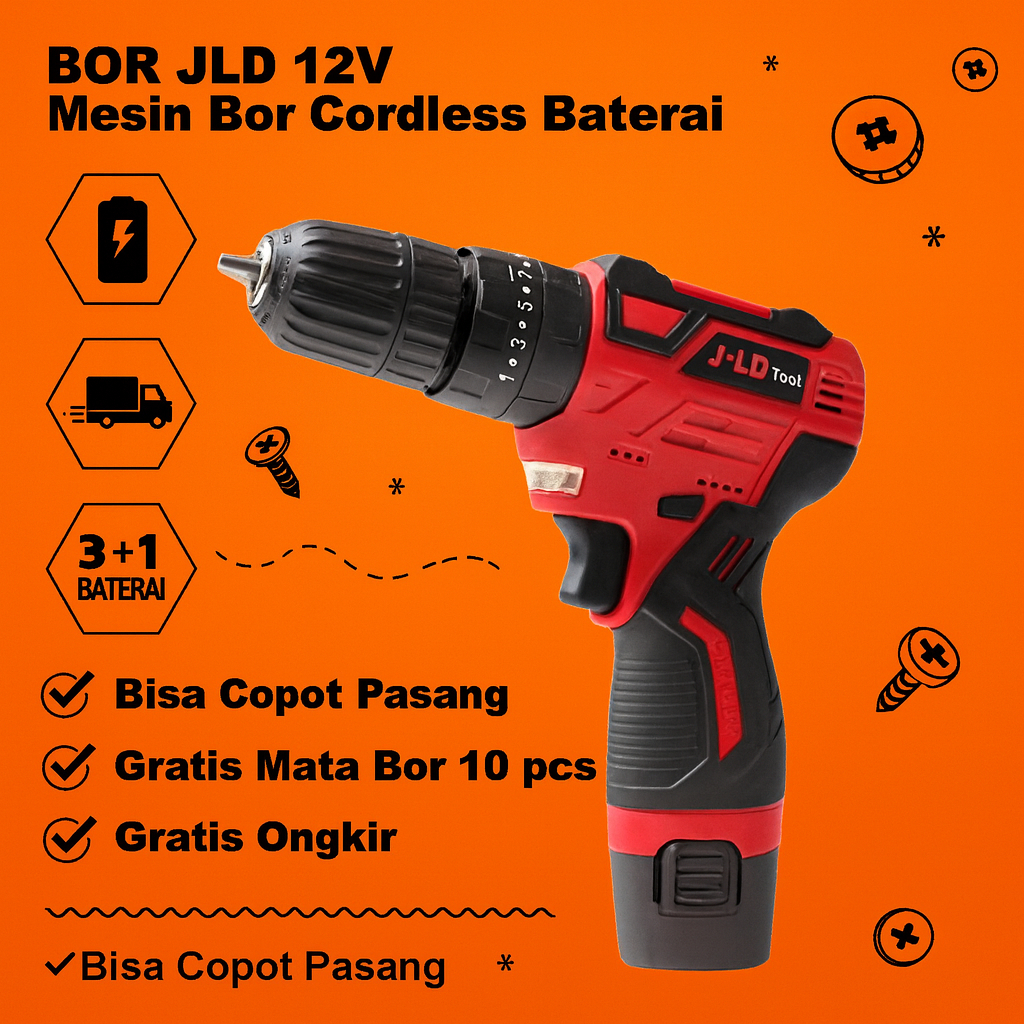 bor jld 12v multifungsi bisa copot pasang sesuka hati potable