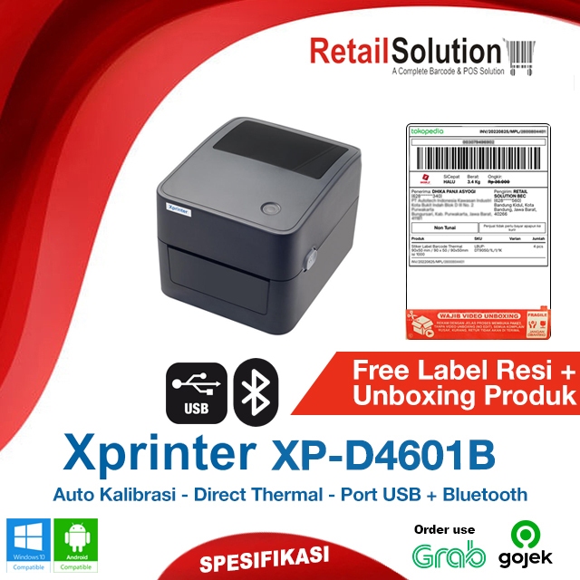 Printer Label Thermal - Xprinter XP4601 D / XP-D4601 / XPD4601 / XP 4601