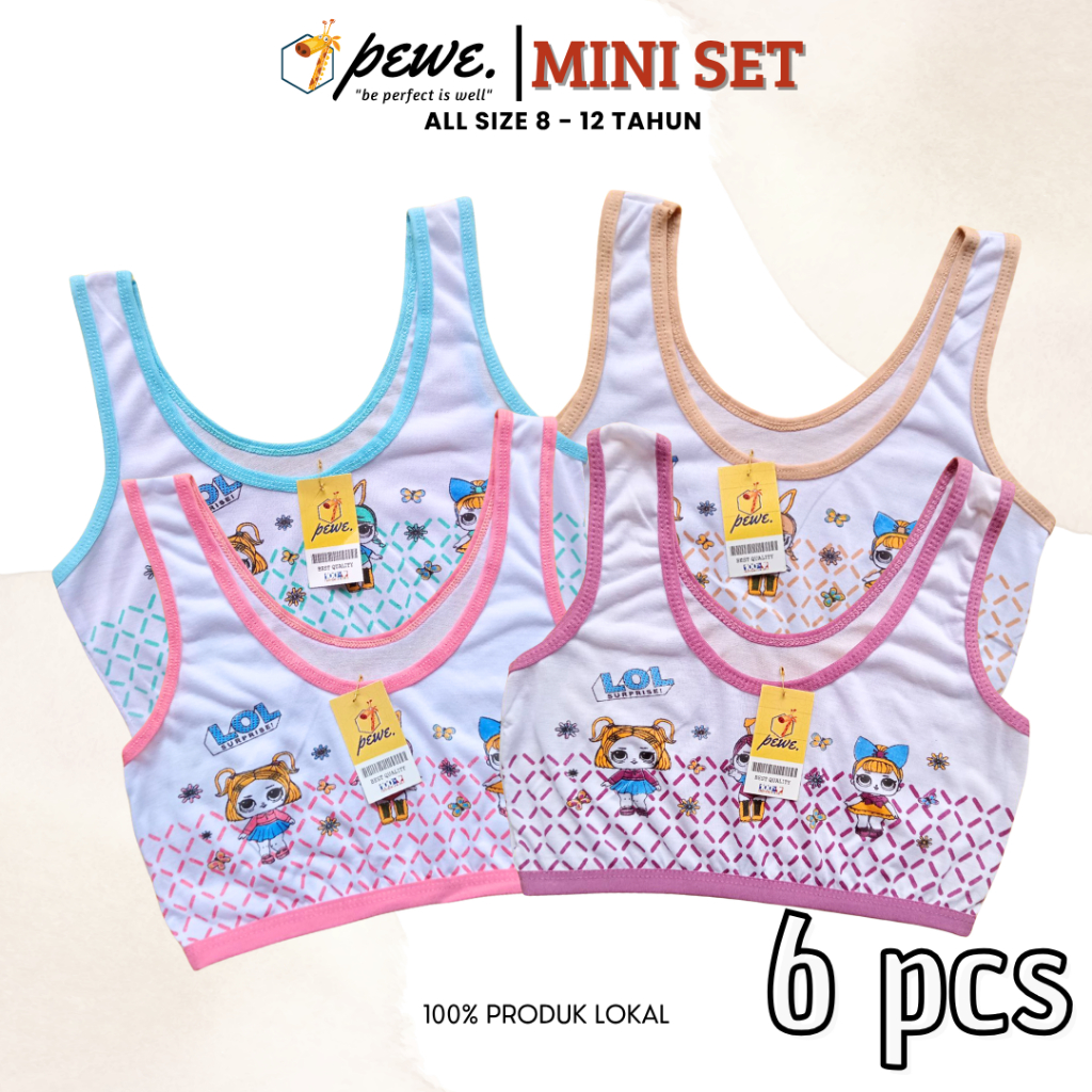 6 Pcs Singlet Miniset Remaja Step 1 Mini Set Bahan PE Spandex / Miniset Anak Perempuan warna warni p