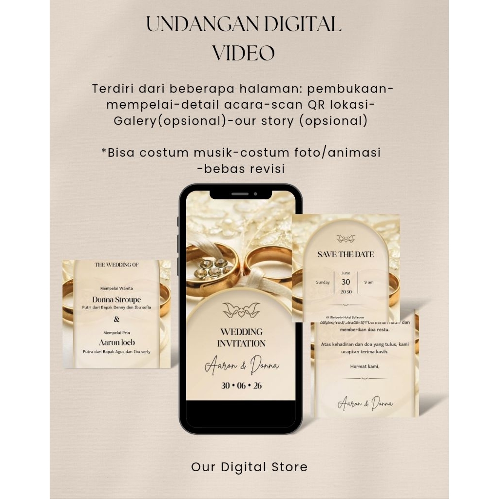 Undangan Pernikahan Digital Video Murah Desain Aesthetic