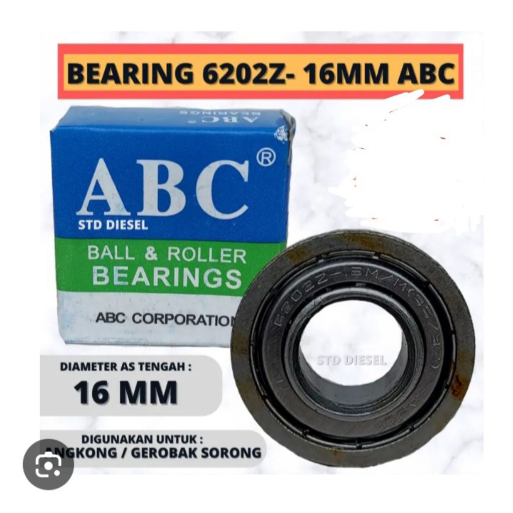 BEARING 6203 2 RS ( TUTUP KARET) ABC