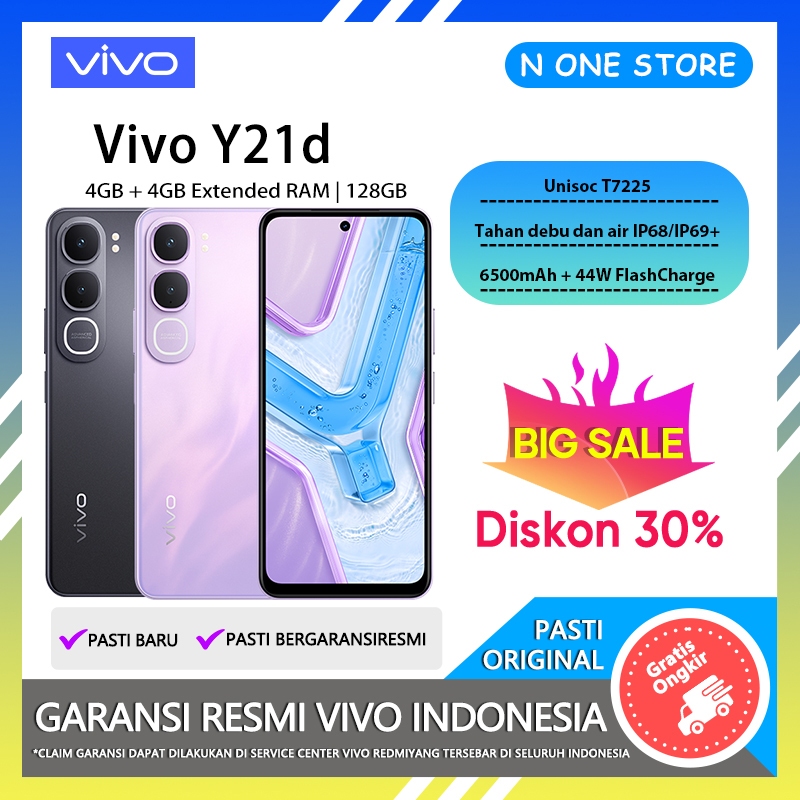 Vivo Y21d 6/128GB (6+6GB Extended RAM) Official Store HP Android Terbaru 2026 Handphone Murah COD
