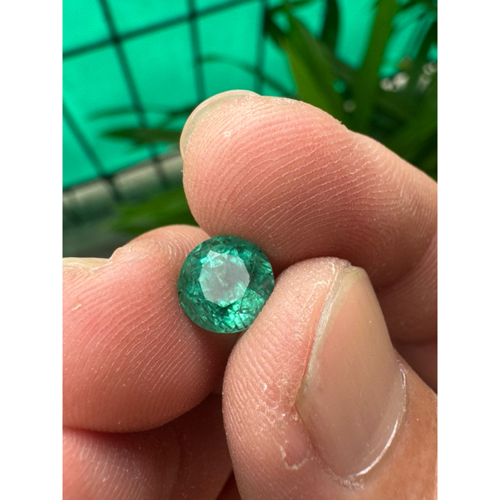 Natural jamrud zamrud emerald round 2.60 ct ce minor zambia rare langka luster gemericik warna cerah