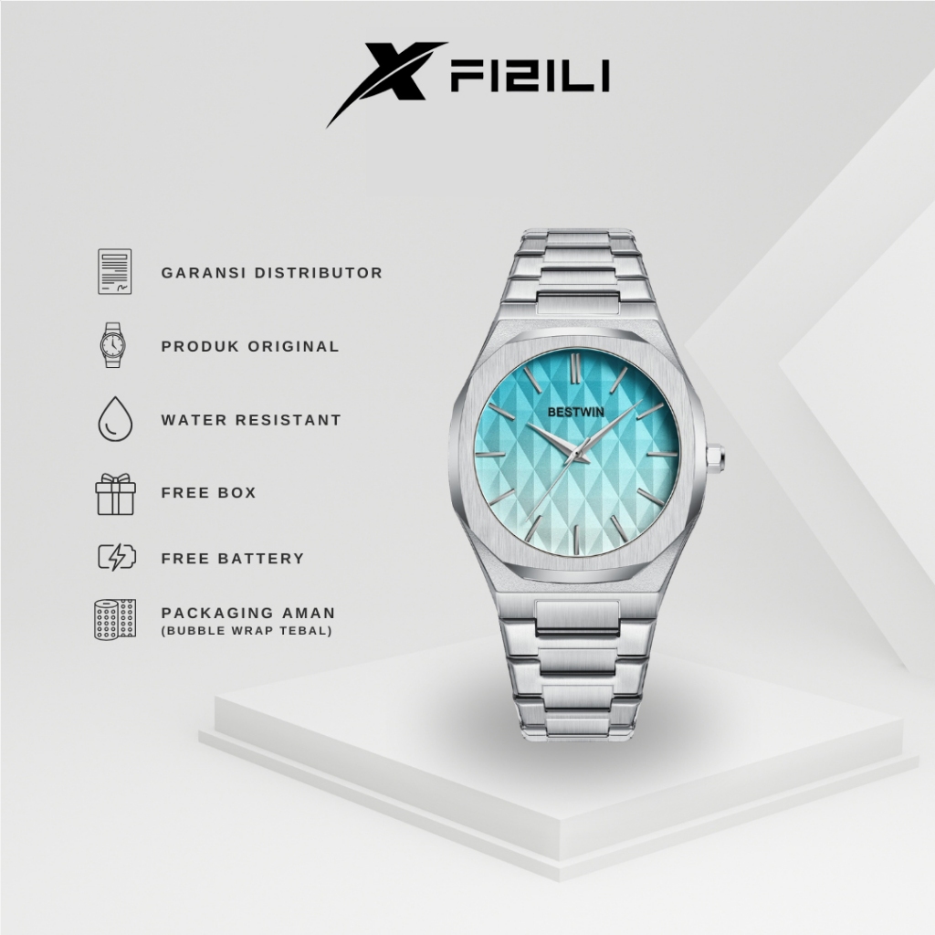FIZILI Jam Tangan Pria Cassual Watches Stainless Steel Strap Water Resist 3 Atm 40 mm BESTWIN 758