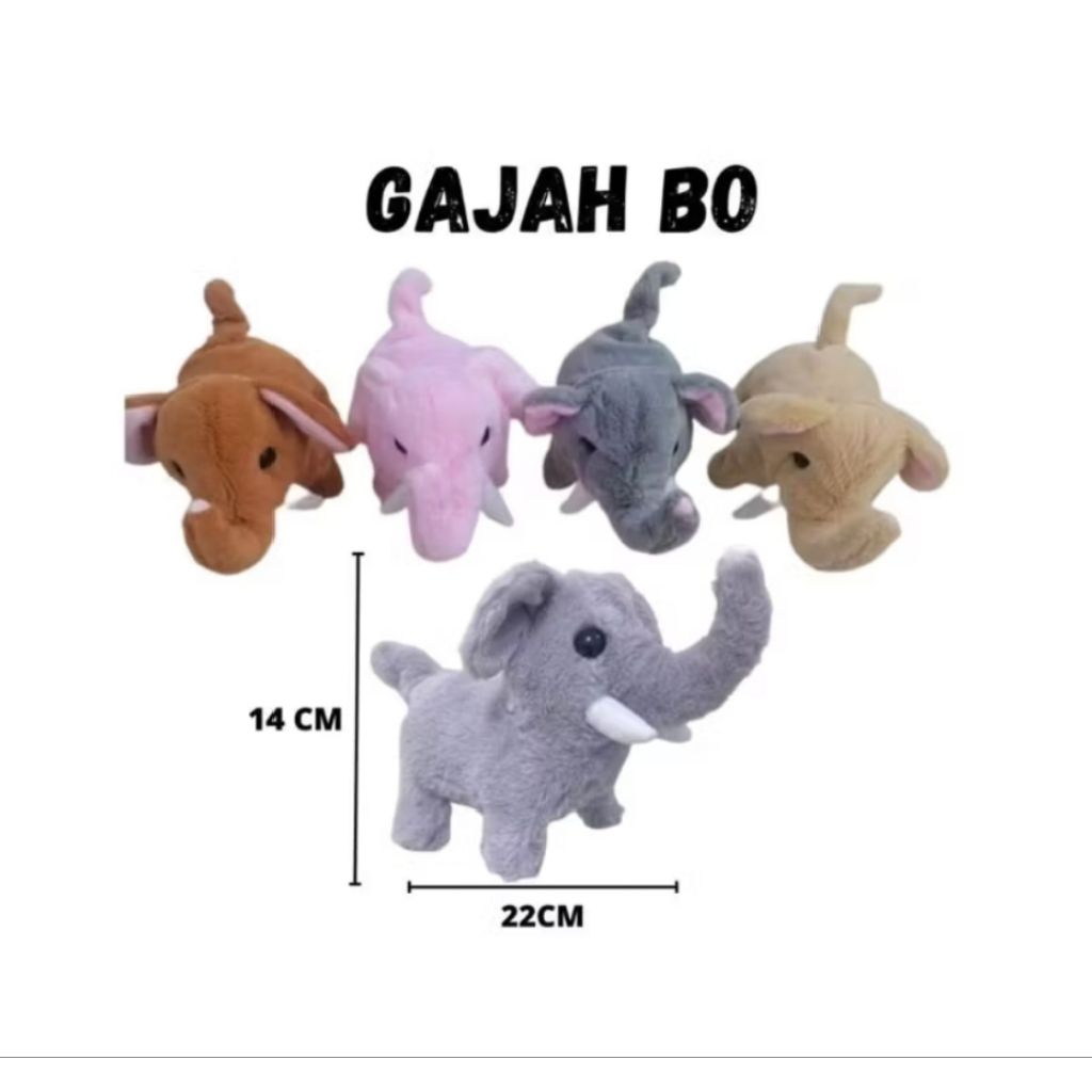 Mainan Boneka Gajah Baterai Bisa berjalan dan bersuara