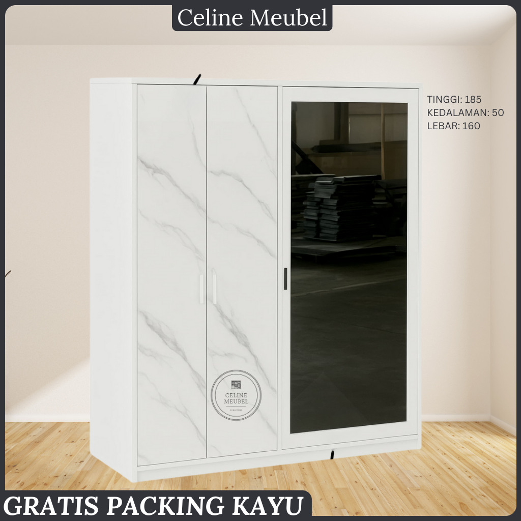 SCA. Lemari Baju Besi Sliding - Lemari Baju 4 Pintu - Lemari Baju Besi - Lemari Baju Sliding Cermin 