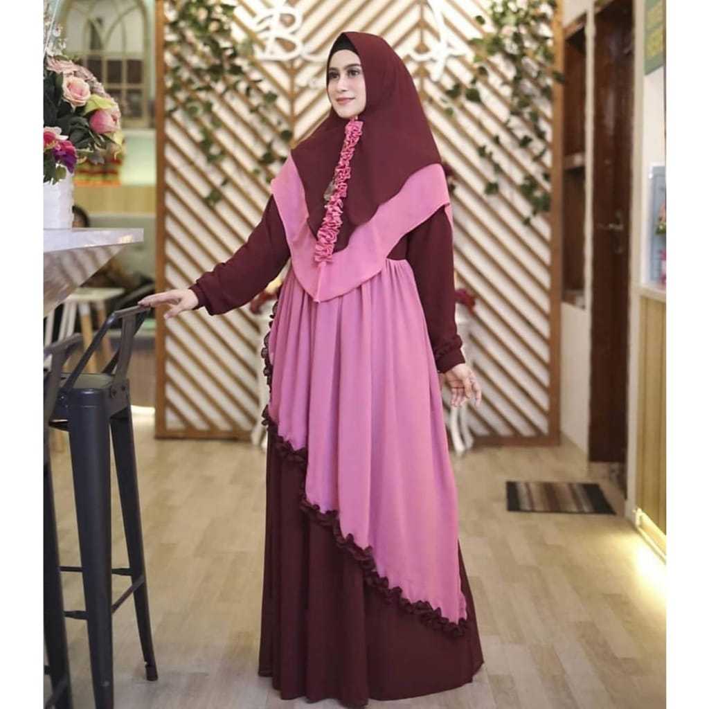 Amirah Syari/ Queen syari/ gamis dress motif syari wanita/ terbaru