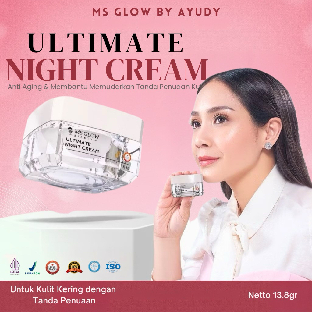 MS GLOW Night Cream Ultimate | Krim Malam Flek Hitam & Melasma | Mencerahkan Original