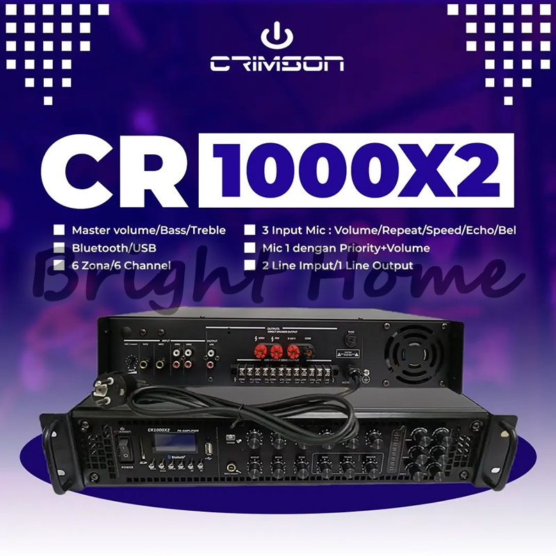 CRIMSON CR 1000x2 250 Watt untuk Speaker Matching Toa Power Amplifier