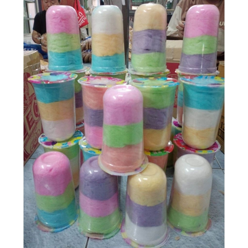 Arum manis Arumanis pasar malem arumanis gulali 3 warna ukuran cup jumbo