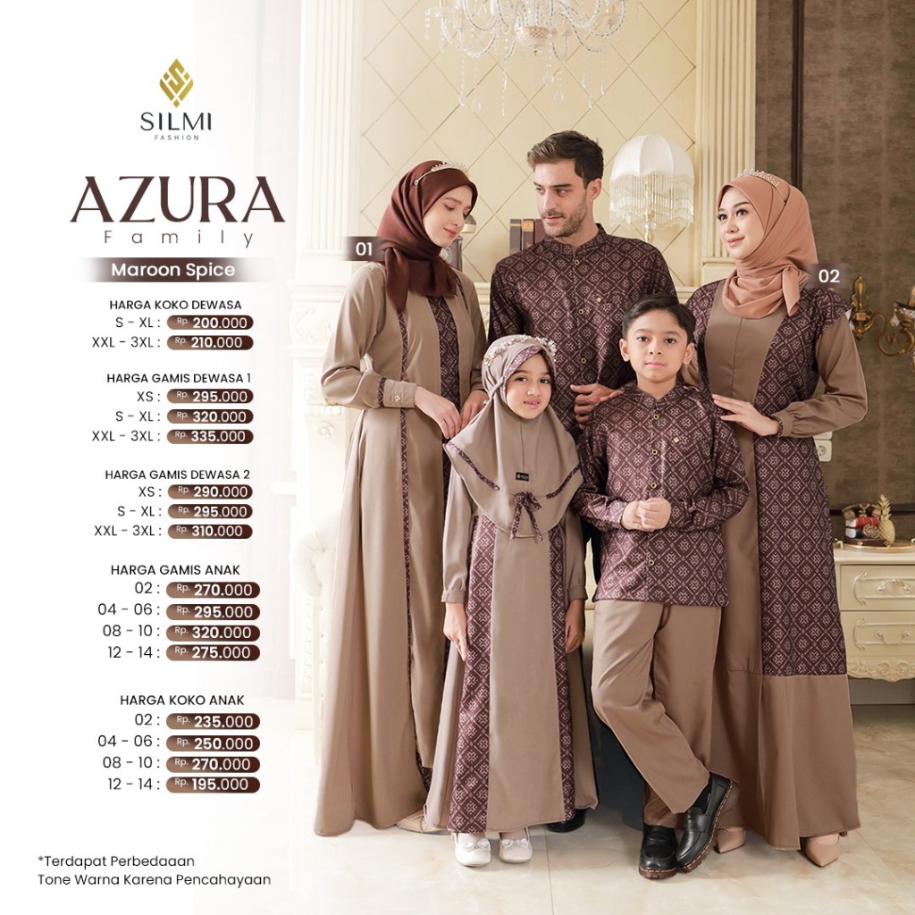 SARIMBIT AZURA SILMI TERBARU 2026 AZURA FAMILY MAROON SPICE SILMI FASHION - BAJU BUSANA MUSLIIM SERA