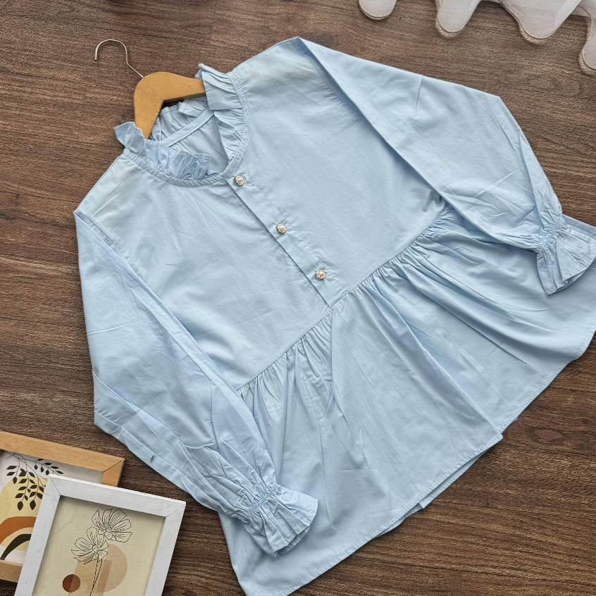 BIG PROMO Savanna blouse wanita blouse poplin atasan wanita kancing gold