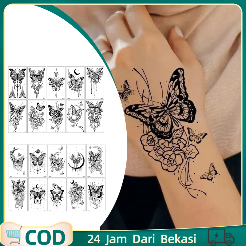 10pcs Tato Kupu Kupu Tahan Lama Tato Temporer Kupu Tato Kupu-kupu Tahan Tattoo Temporary