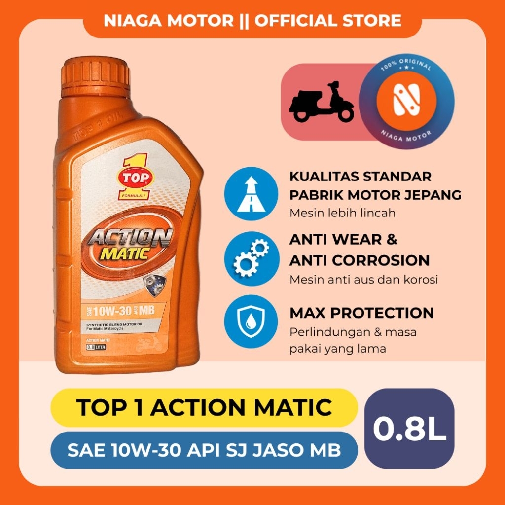 TOP1 ACTION MATIC SAE 10W-30 0.8L OLI MOTOR MATIC TOP 1 10W30 10/30 0,8 LITER
