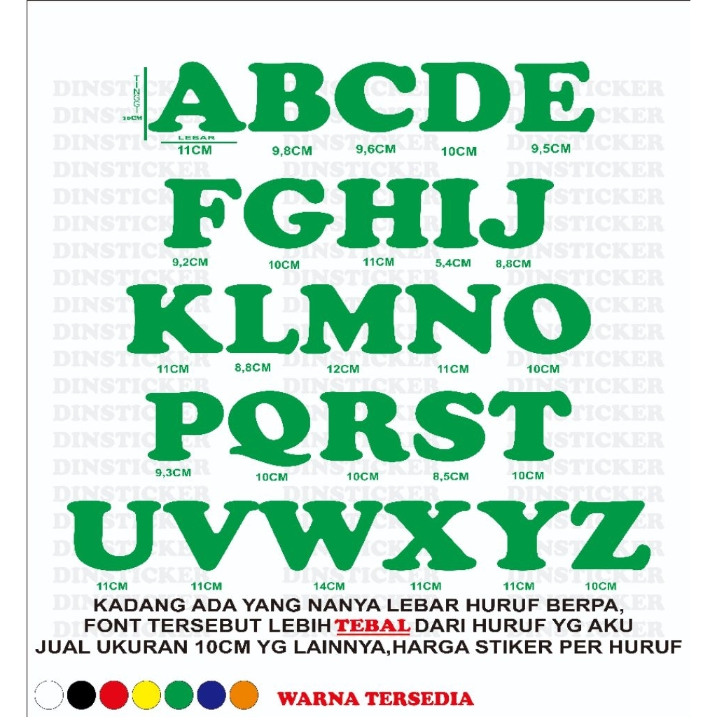 stiker huruf ,abjad10 cm,harga perhuruf stiker ready stiker cutting abjad