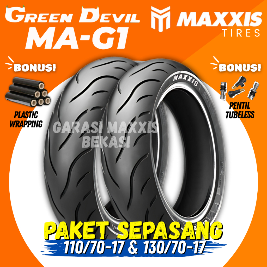 [PAKET SEPASANG] BAN MAXXIS GREEN DEVIL TUBELESS ( 110/70-17 & 130/70-17 ) BAN DEPAN BELAKANG / MA-G