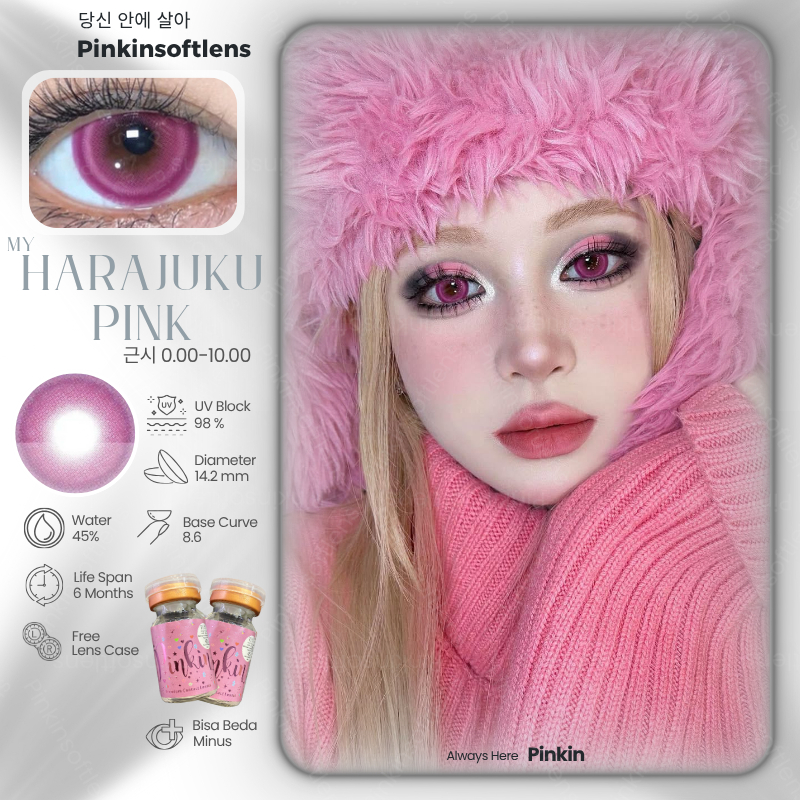 Pinkinsoftlens My Cupid Harajuku 14.2mm By Pinkin Pink Softlens Normal Minus -10.00 Cosplay Lens