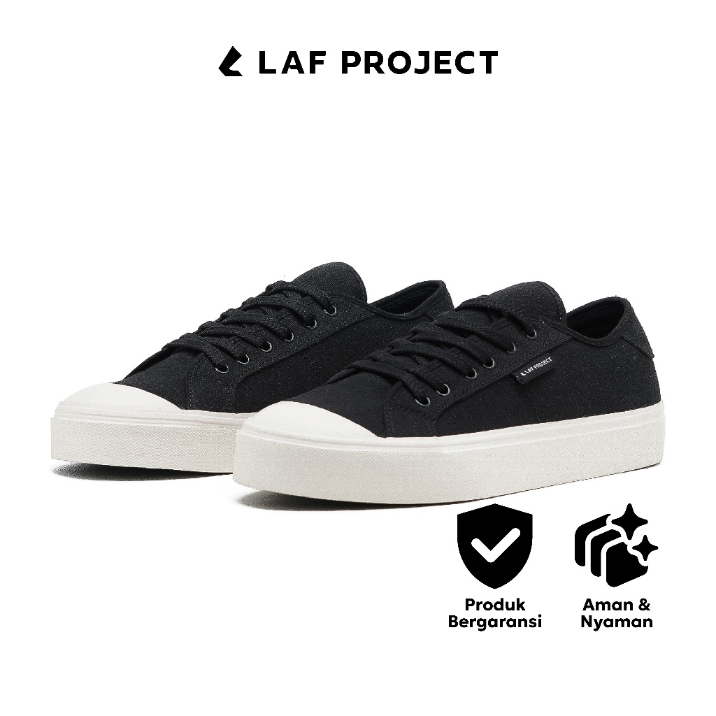 LAF Project - Sepatu Tali Vulcanized Low Pria Sneakers Casual Sekolah Kuliah Hitam Putih Velox
