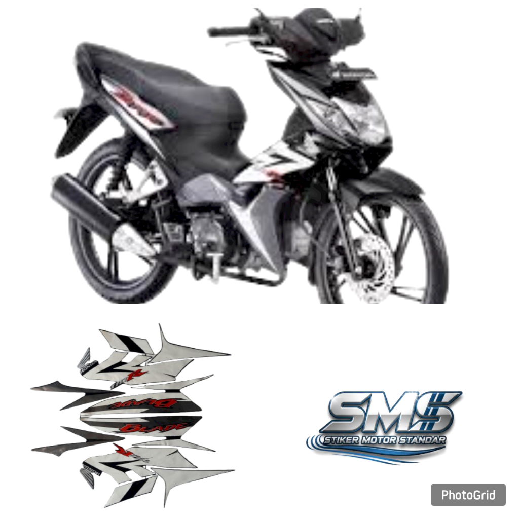 striping body motor honda blade 110r 2009 2010 hitam-putih