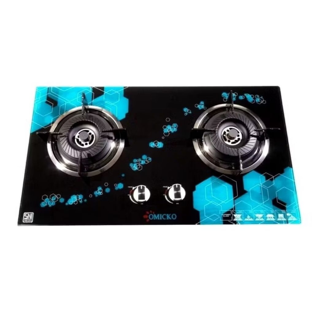 Kompor Gas Tanam Omicko 2 Tungku Bahan Kaca Berkualitas